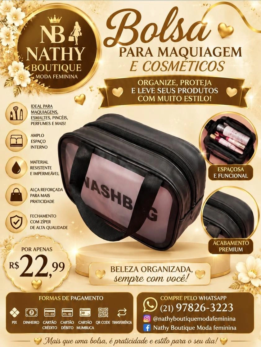 Bolsa para maquiagem e cosméticos