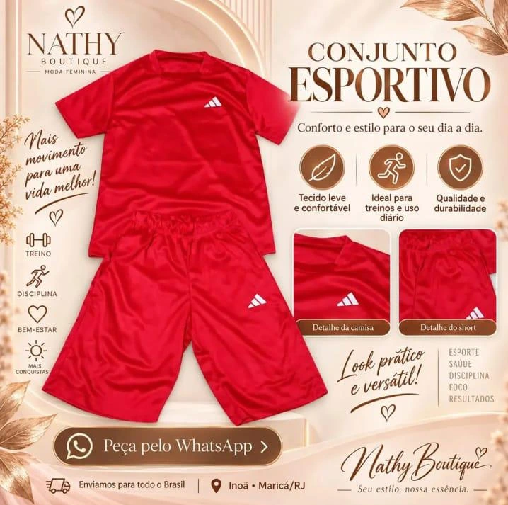 Conjunto esportivo vermelho